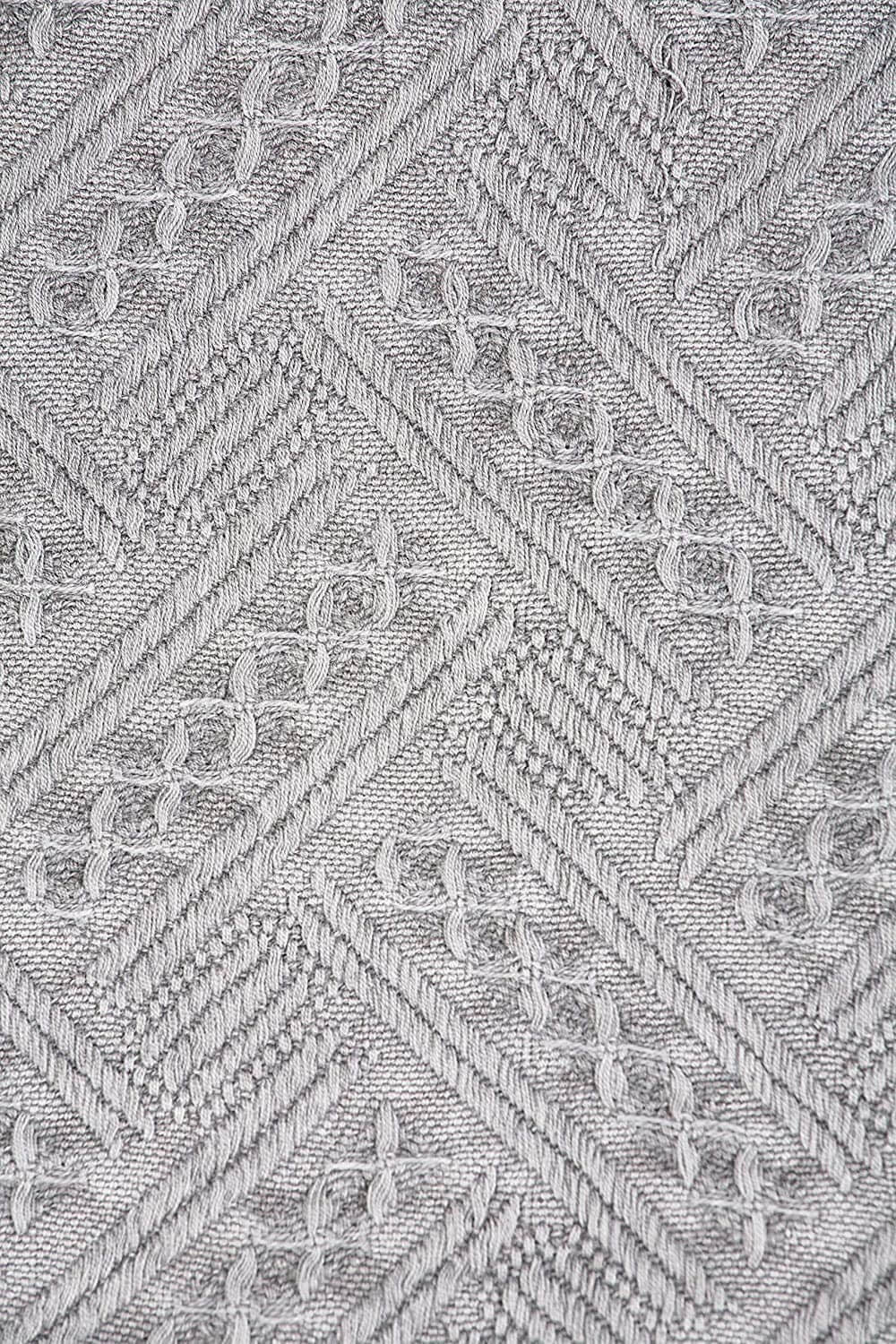 Kasentex 100% cotton knit throw blanket with soft textured knit pattern, 60 × 50 inches