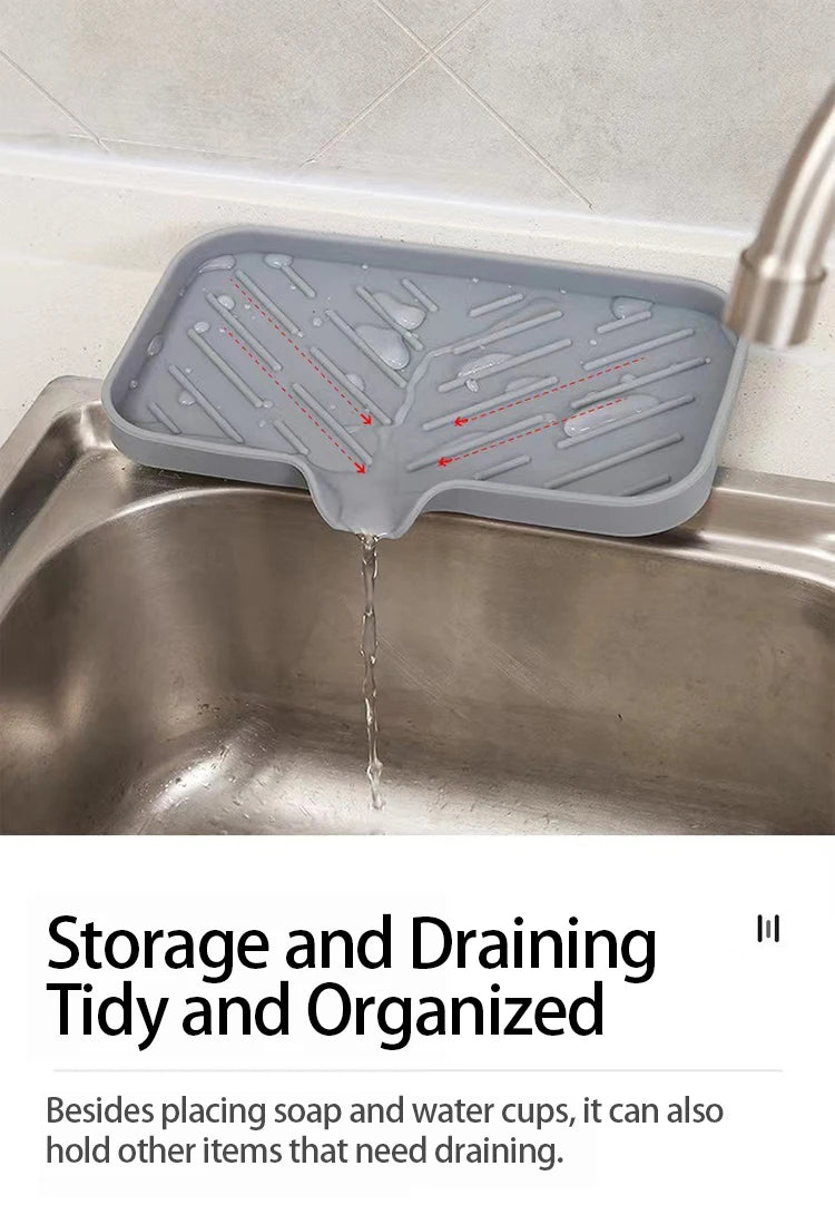 Silicone Kitchen Sink Sponge Holder – Auto-Draining Sink Caddy Organizer – Sink Organizer