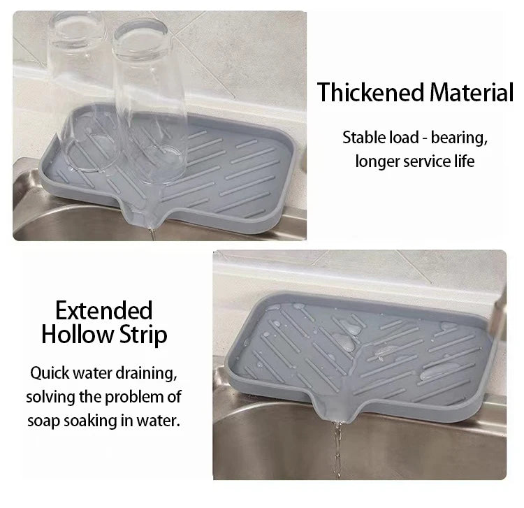 Silicone Kitchen Sink Sponge Holder – Auto-Draining Sink Caddy Organizer – Sink Organizer