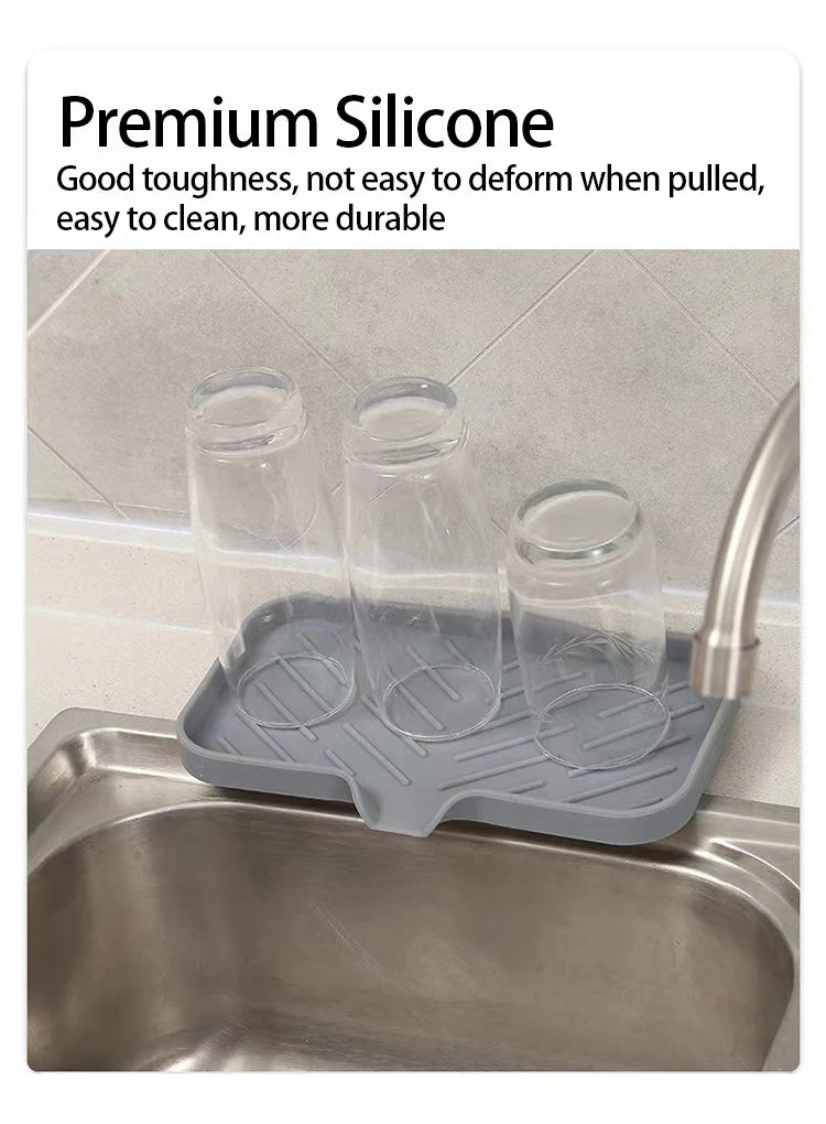 Silicone Kitchen Sink Sponge Holder – Auto-Draining Sink Caddy Organizer – Sink Organizer