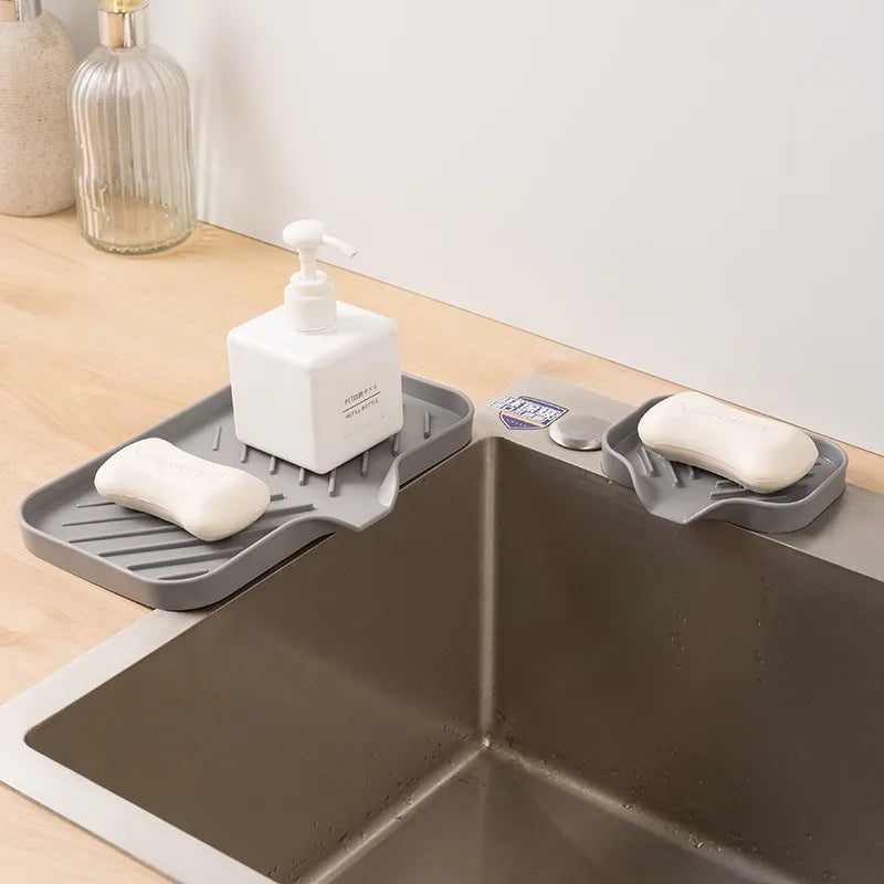 Silicone Kitchen Sink Sponge Holder – Auto-Draining Sink Caddy Organizer – Sink Organizer