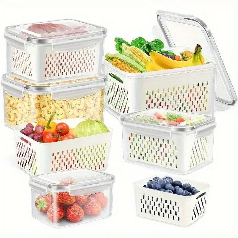 Leak-Proof Food Storage Containers, 4- or 6-Piece Sets in stackable design for organizing food and leftovers