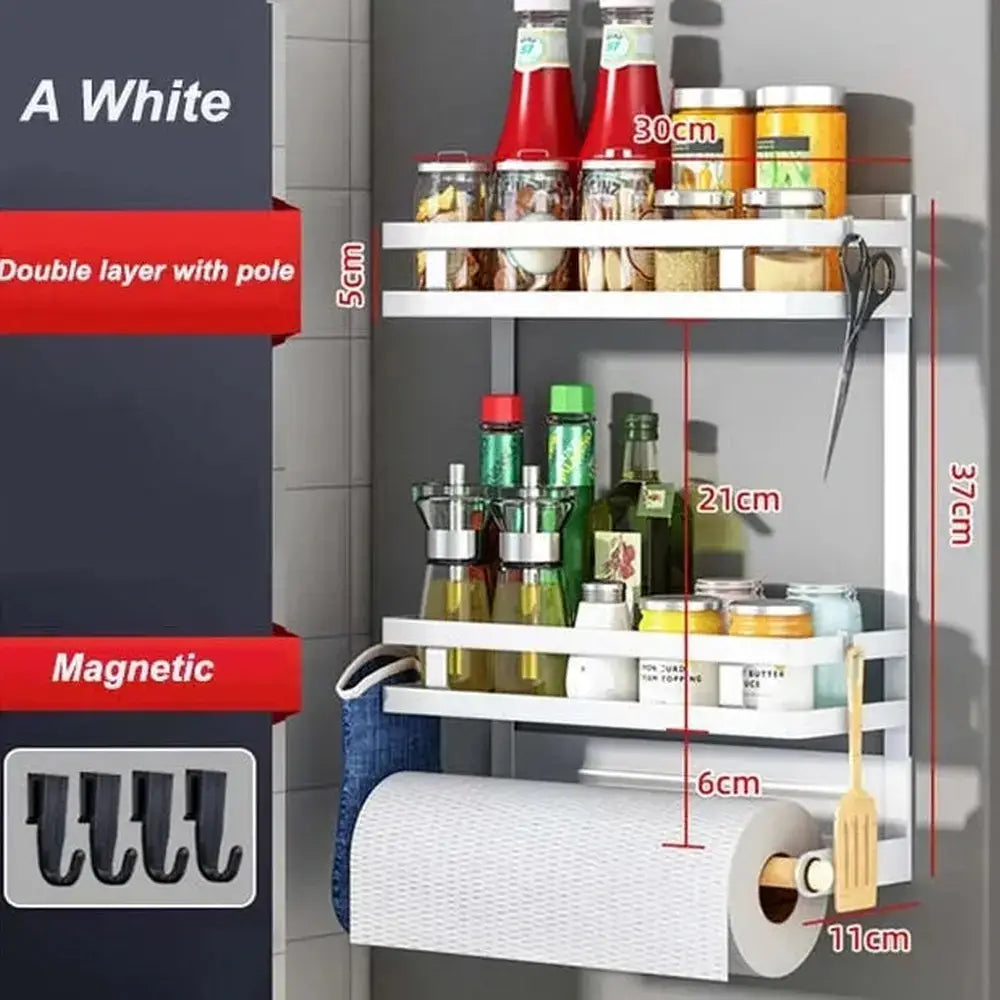 Magnetic Refrigerator Shelf Organizer – 1 & 2 Tier, No-Drill Kitchen Storage Rack – Magnetic refrigerator shelf
