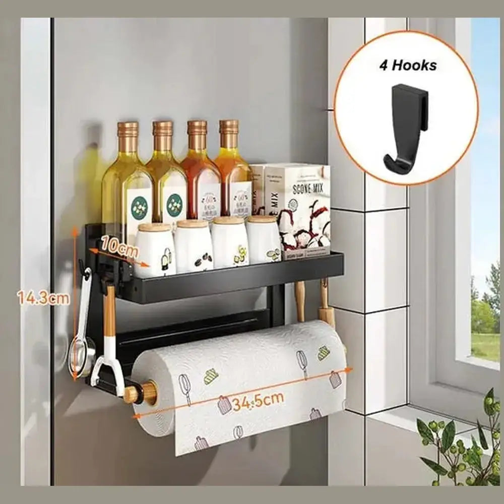 Close-up of the magnetic refrigerator shelf organizer's strong magnetic backing.