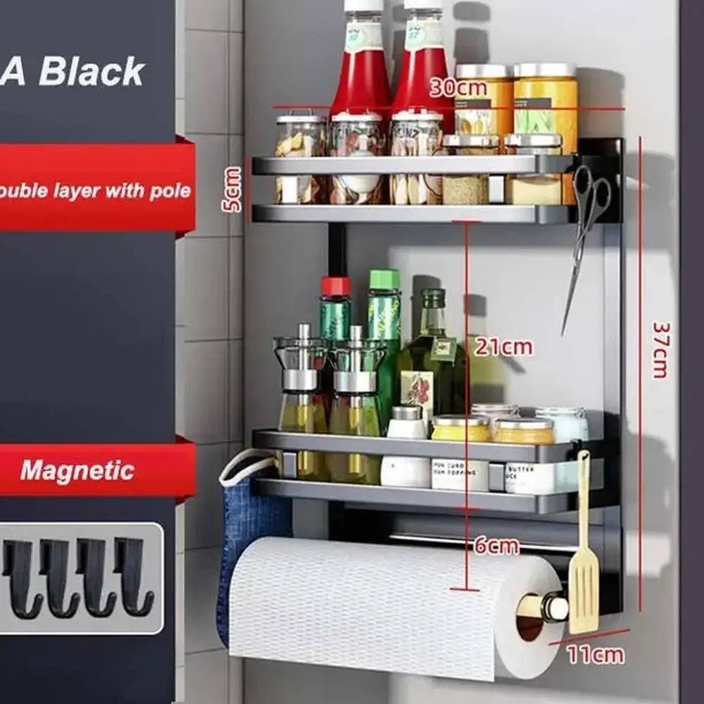 Magnetic Refrigerator Shelf Organizer – 1 & 2 Tier, No-Drill Kitchen Storage Rack – Magnetic refrigerator shelf