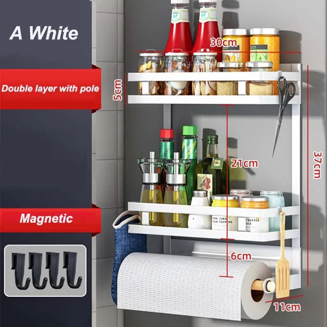 Magnetic Refrigerator Shelf Organizer – 1 & 2 Tier, No-Drill Kitchen Storage Rack – Magnetic refrigerator shelf