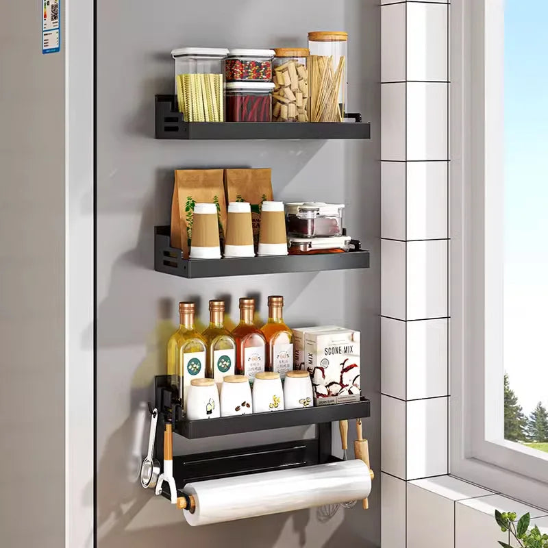 Magnetic Refrigerator Shelf Organizer – 1 & 2 Tier, No-Drill Kitchen Storage Rack – Magnetic refrigerator shelf