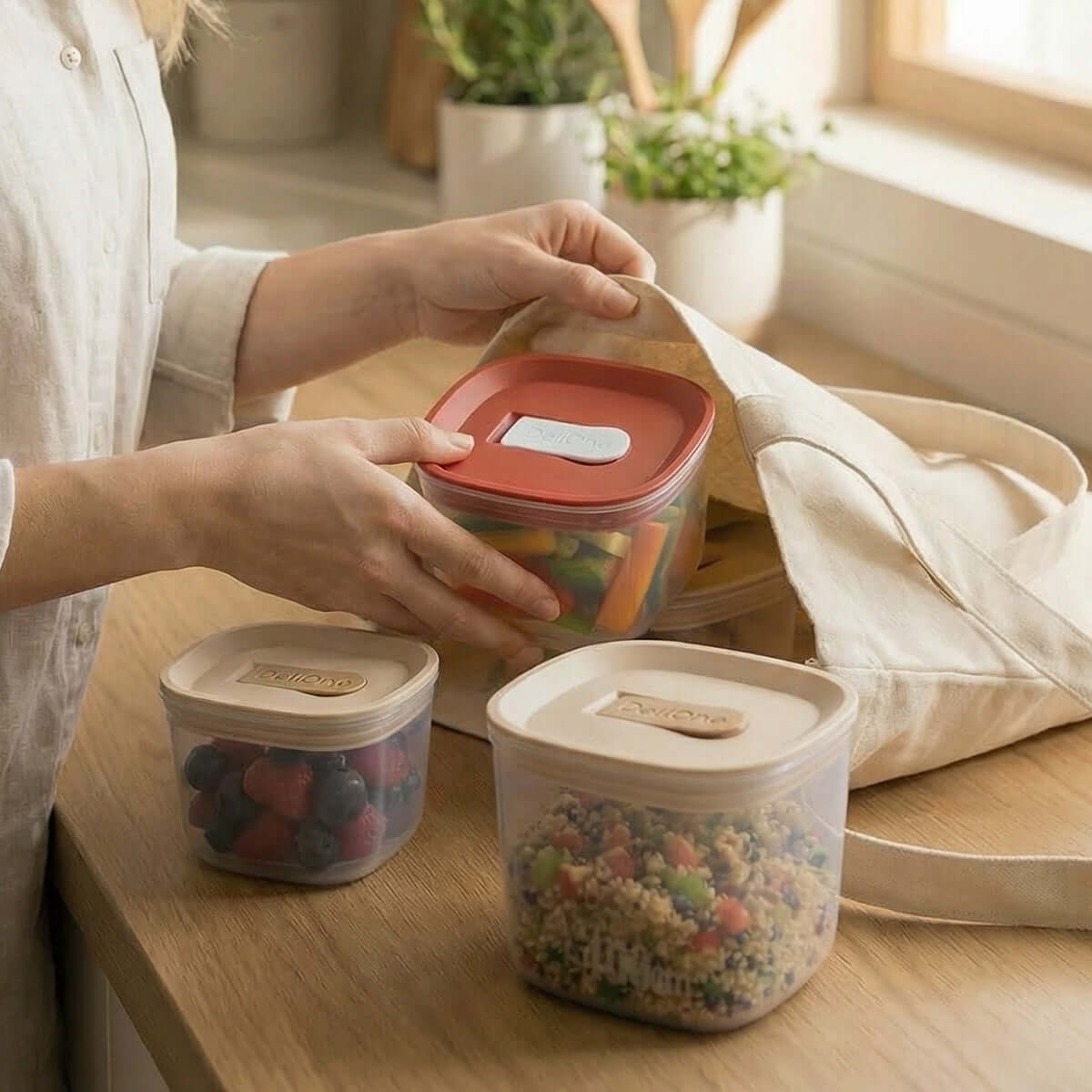 Set of glass meal prep containers with airtight silicone vent lids.