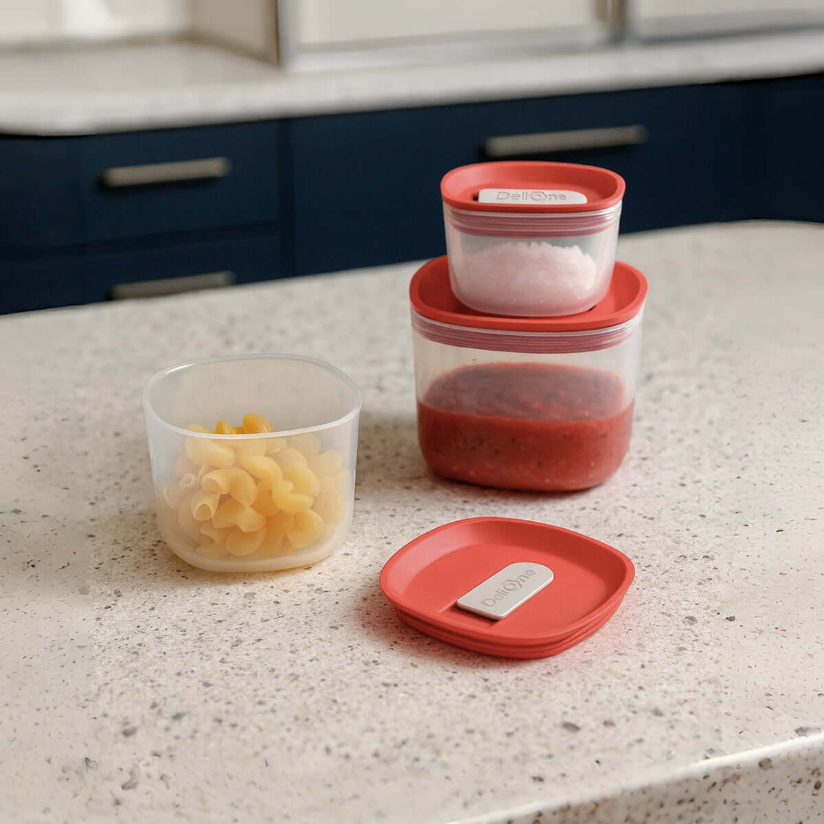 Set of glass meal prep containers with airtight silicone vent lids.