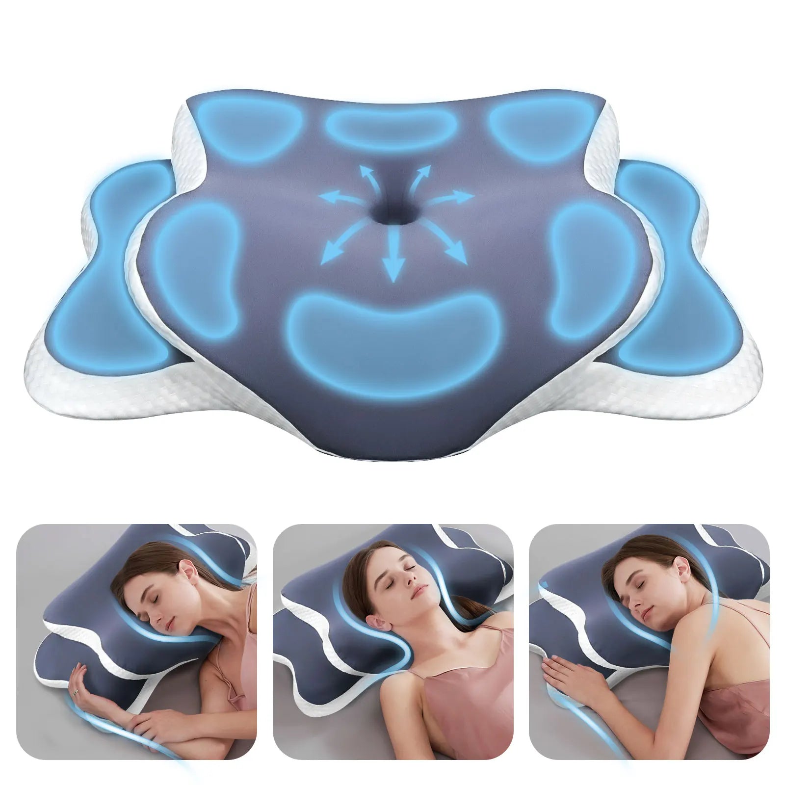 Cervical Memory Foam Pillow – Ergonomic Neck Support for Side, Back & Stomach Sleepers – Pillows & Cushions