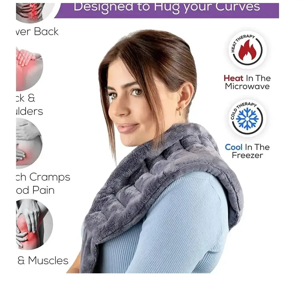 Microwave Heating Pad Wrap – Fleece Neck, Shoulder & Back Wrap – image 14