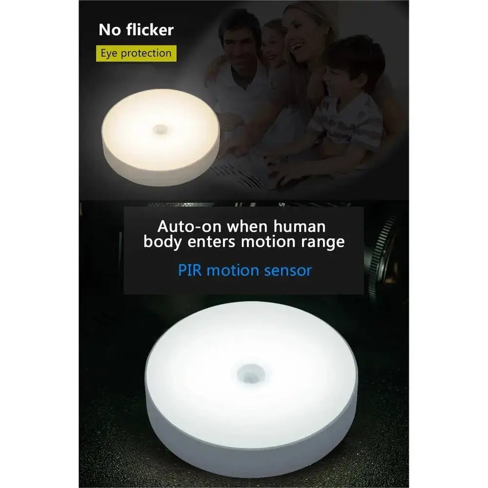 Rechargeable motion sensor light with eye protection feature and auto-on PIR motion sensor technology for hands-free use.