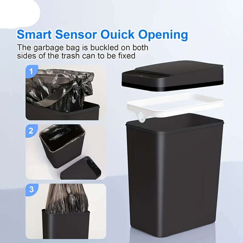 10-liter touchless trash can with an automatic motion sensor lid for bathrooms and bedrooms.