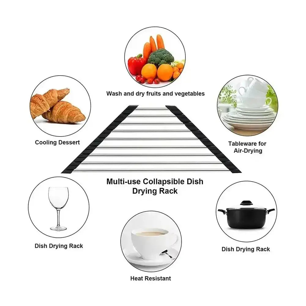 Corner sink dish drying rack for drying dishes and produce