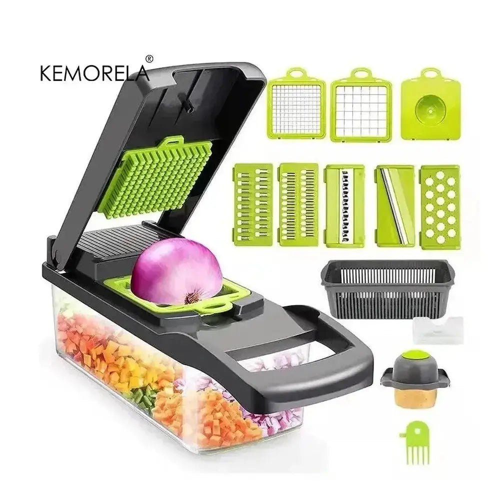 14/16-in-1 Multifunctional Vegetable Chopper & Onion Dicer – Stainless Steel Blades, 12/14/16 Functions – Kitchen Tools