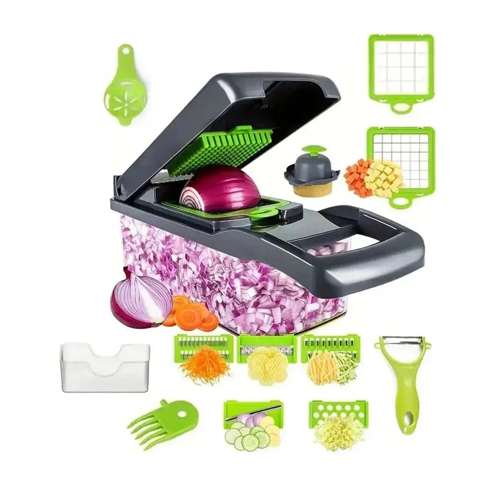 14/16-in-1 Multifunctional Vegetable Chopper & Onion Dicer – Stainless Steel Blades, 12/14/16 Functions – Kitchen Tools