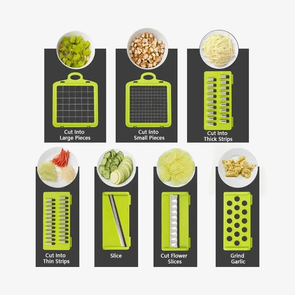 14/16-in-1 Multifunctional Vegetable Chopper & Onion Dicer – Stainless Steel Blades, 12/14/16 Functions – Kitchen Tools