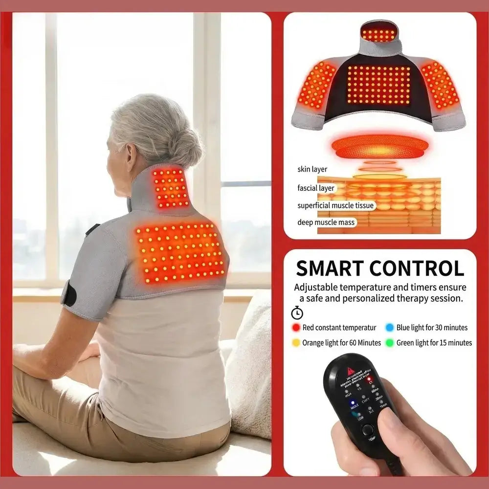 Relax and rejuvenate with the neck and shoulder heating pad with massage, featuring adjustable heat settings and smart control.