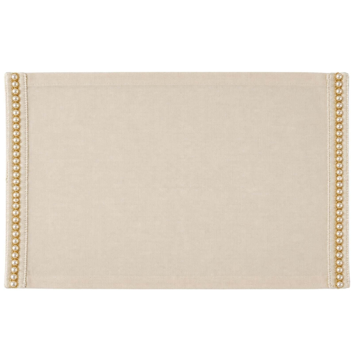 Set of four hand-embroidered organic cotton placemats with a pearl detail.