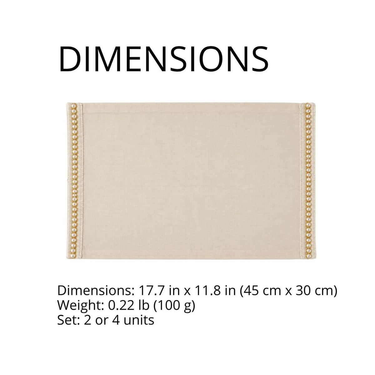 Set of four hand-embroidered organic cotton placemats with a pearl detail.