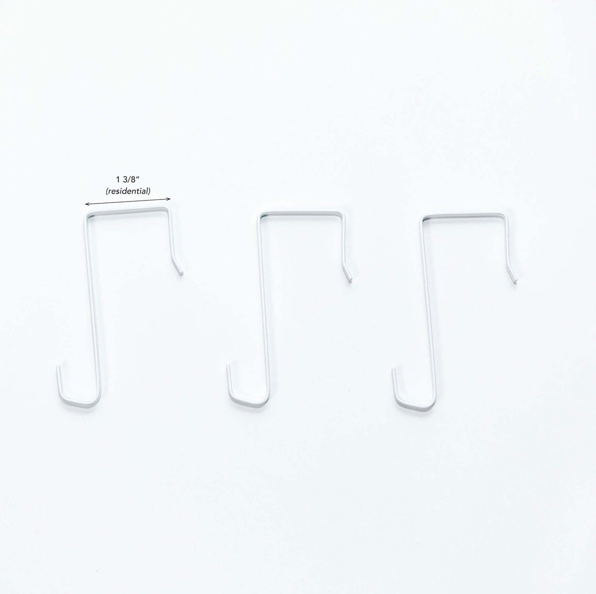 Over-the-door shoe organizer hooks shown with 1 3/8 inch width for residential doors