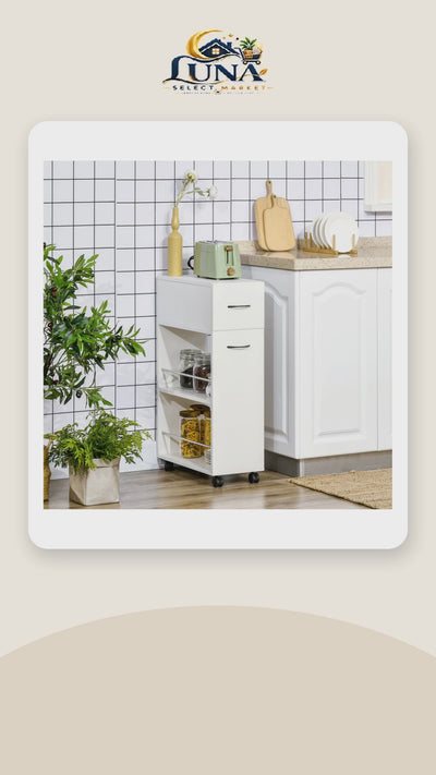 Slim Rolling Storage Cart with Drawer – product video