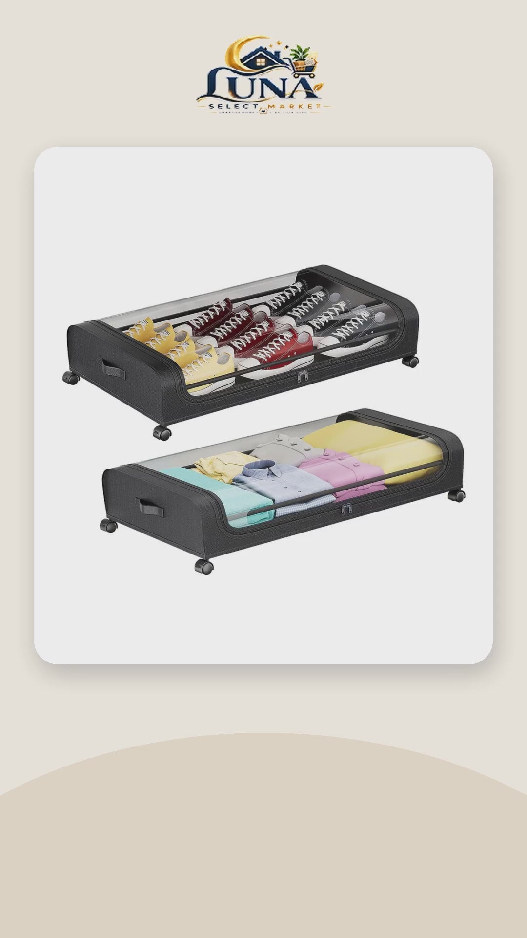 Rolling Under-Bed Storage with Clear Lids – product video