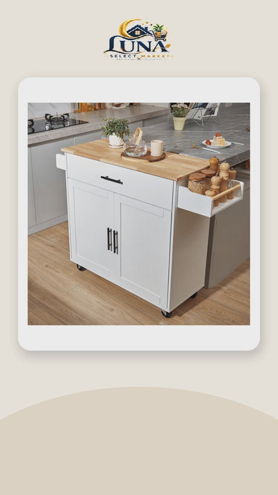 White Rolling Kitchen Island – product video