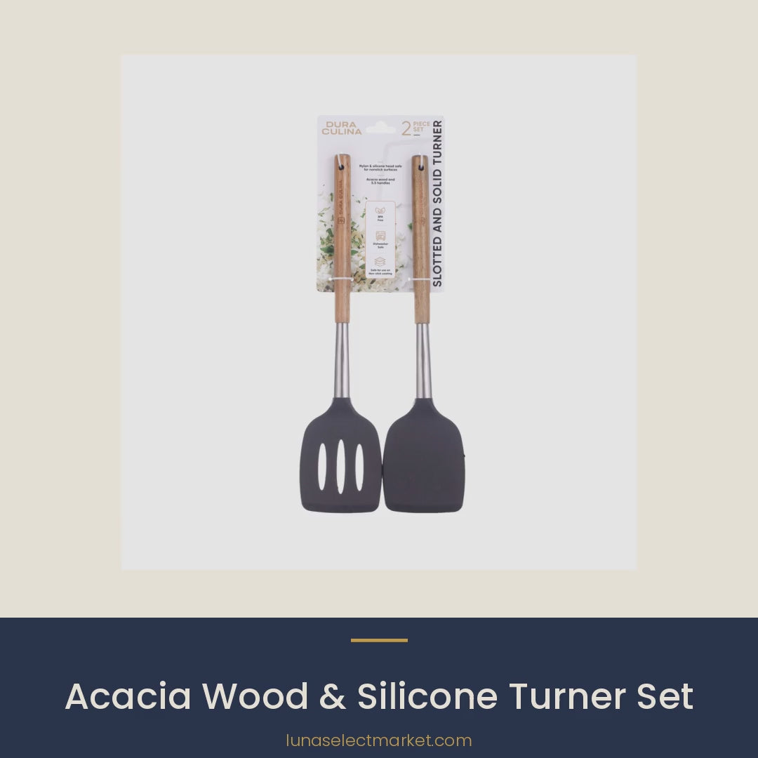 Acacia Wood & Silicone Turner Set video – Luna Select Market