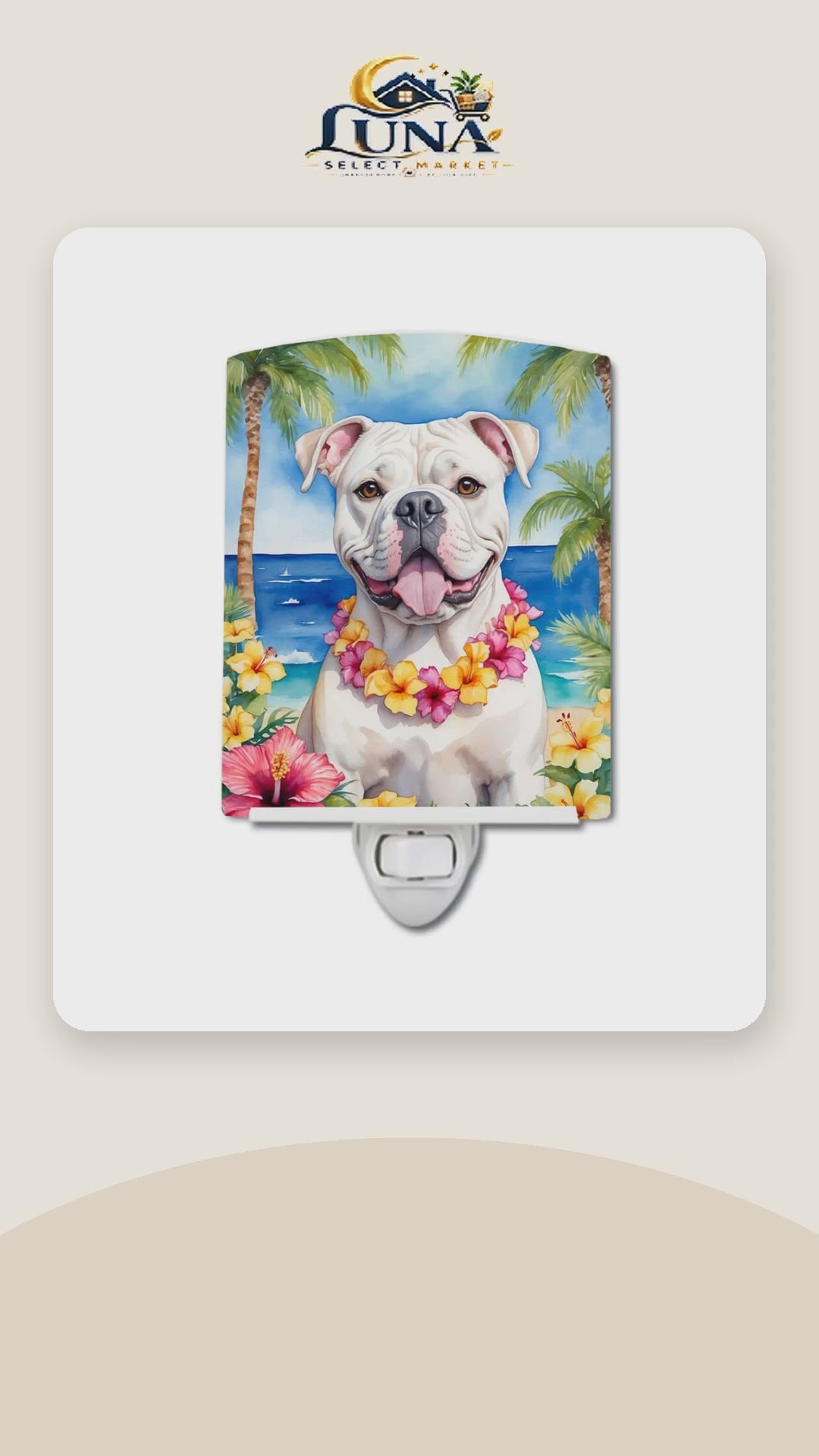 American Bulldog Ceramic Tile Night Light – product video