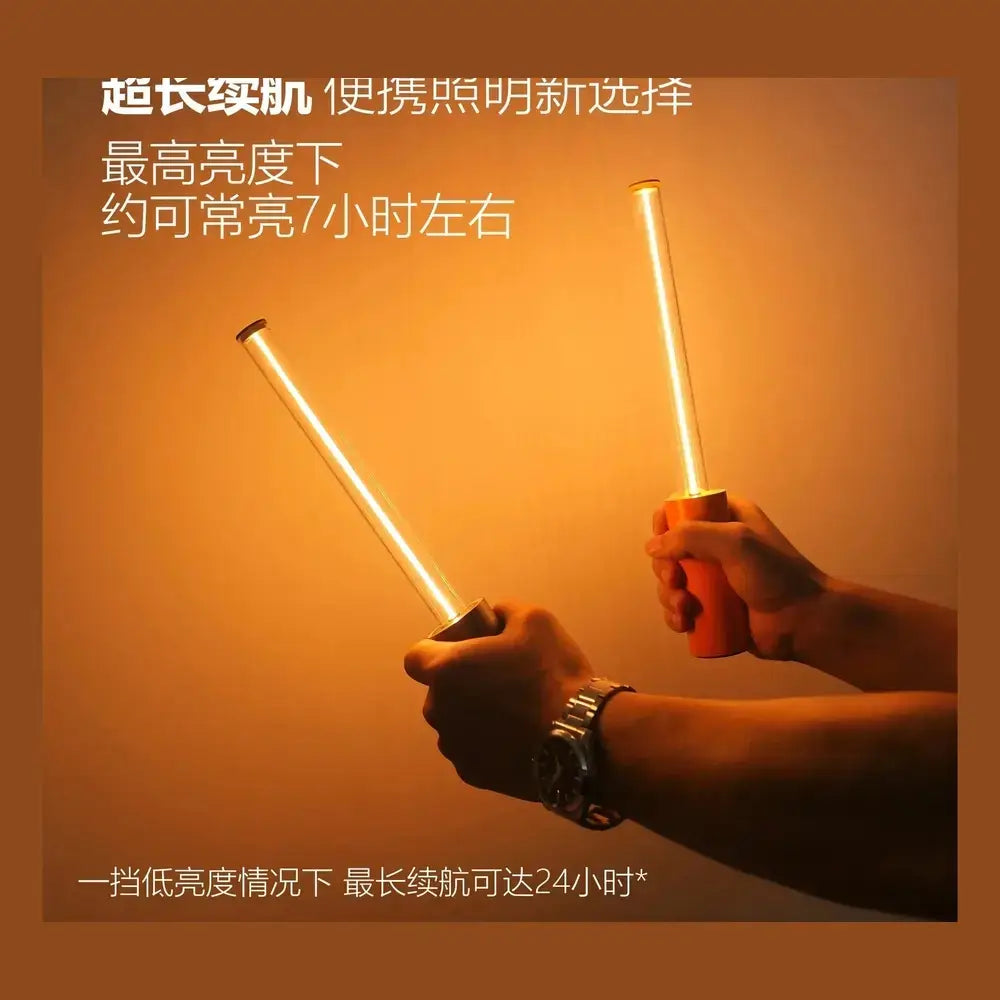 Rechargeable LED night light geometric bar illuminating hands, showcasing a warm glow for cozy spaces.