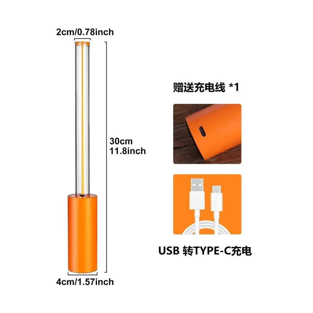 Rechargeable LED night light geometric bar in orange, USB rechargeable, 11.8 inches tall, perfect for cozy illumination anywhere.