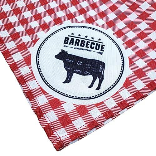 Set of stain-resistant red cotton napkins for barbecue and outdoor meals.