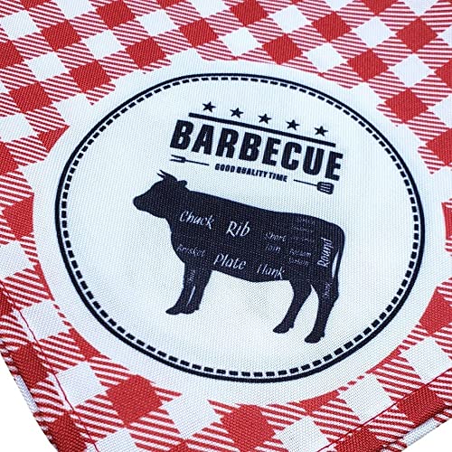 Set of stain-resistant red cotton napkins for barbecue and outdoor meals.