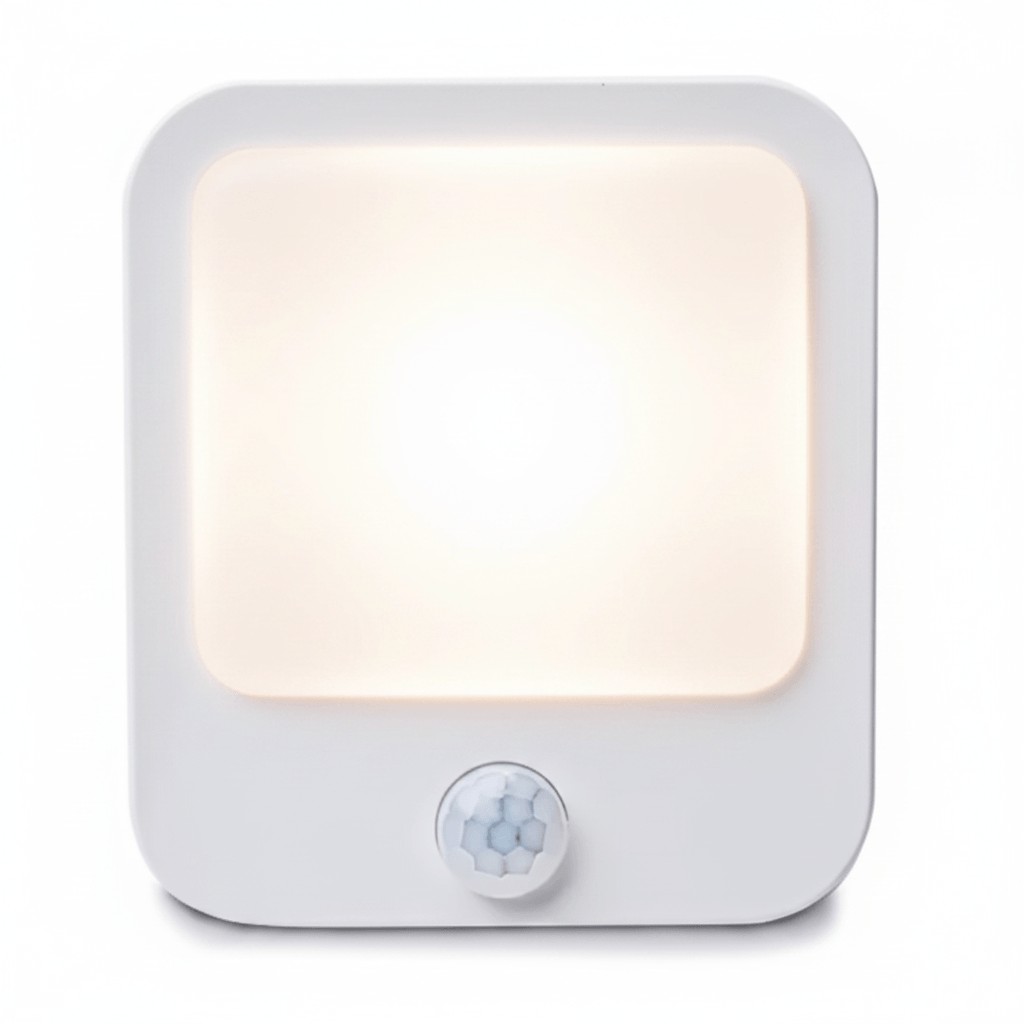 red motion sensor night light with motion sensor and soft glow for nighttime