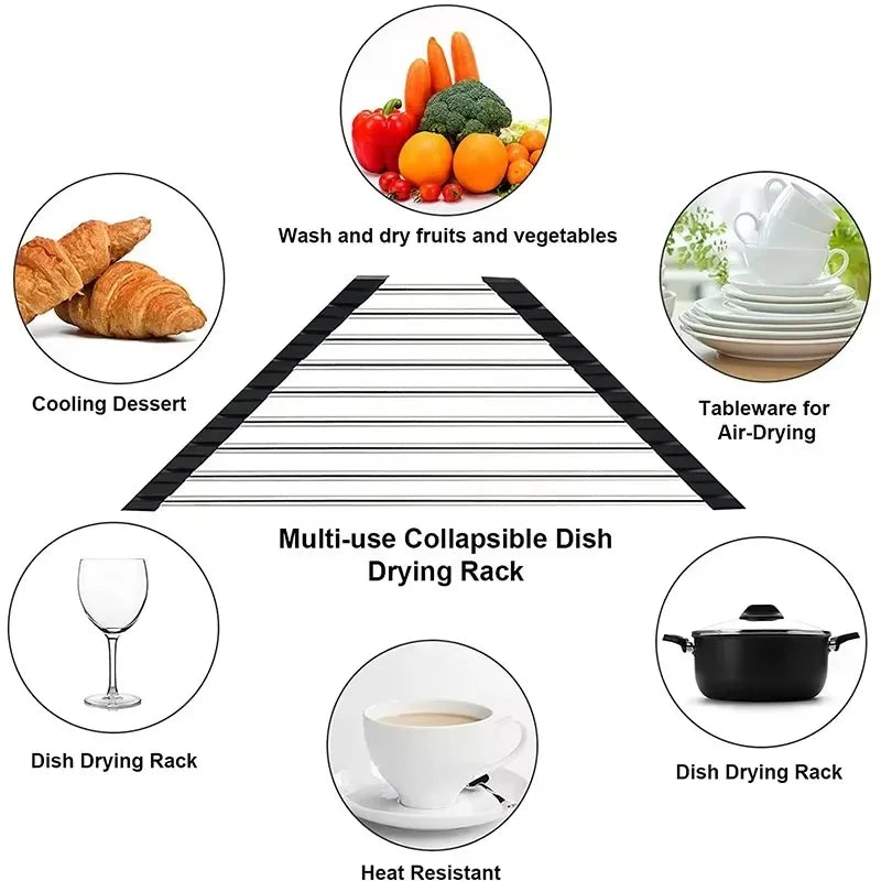 Foldable Triangle Dish Drying Rack – Corner Sink Organizer & Stainless Steel Drainer – Dish Rack