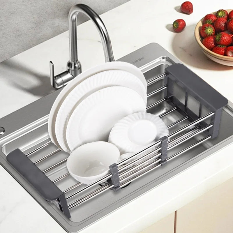 Foldable Triangle Dish Drying Rack – Corner Sink Organizer & Stainless Steel Drainer – Dish Rack