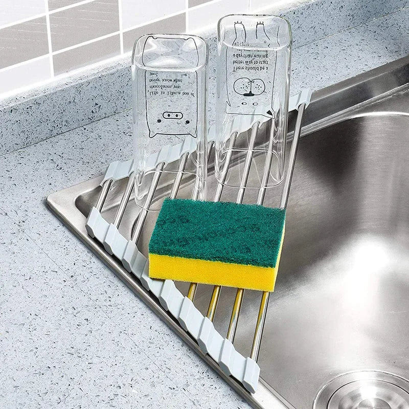 Foldable Triangle Dish Drying Rack – Corner Sink Organizer & Stainless Steel Drainer – Dish Rack