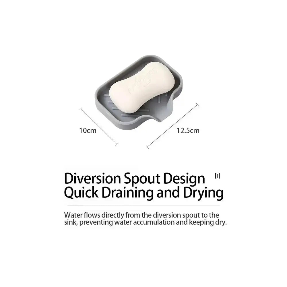 Silicone auto-draining sponge holder with diversion spout design for quick draining and drying, keeping sponge dry and neat.