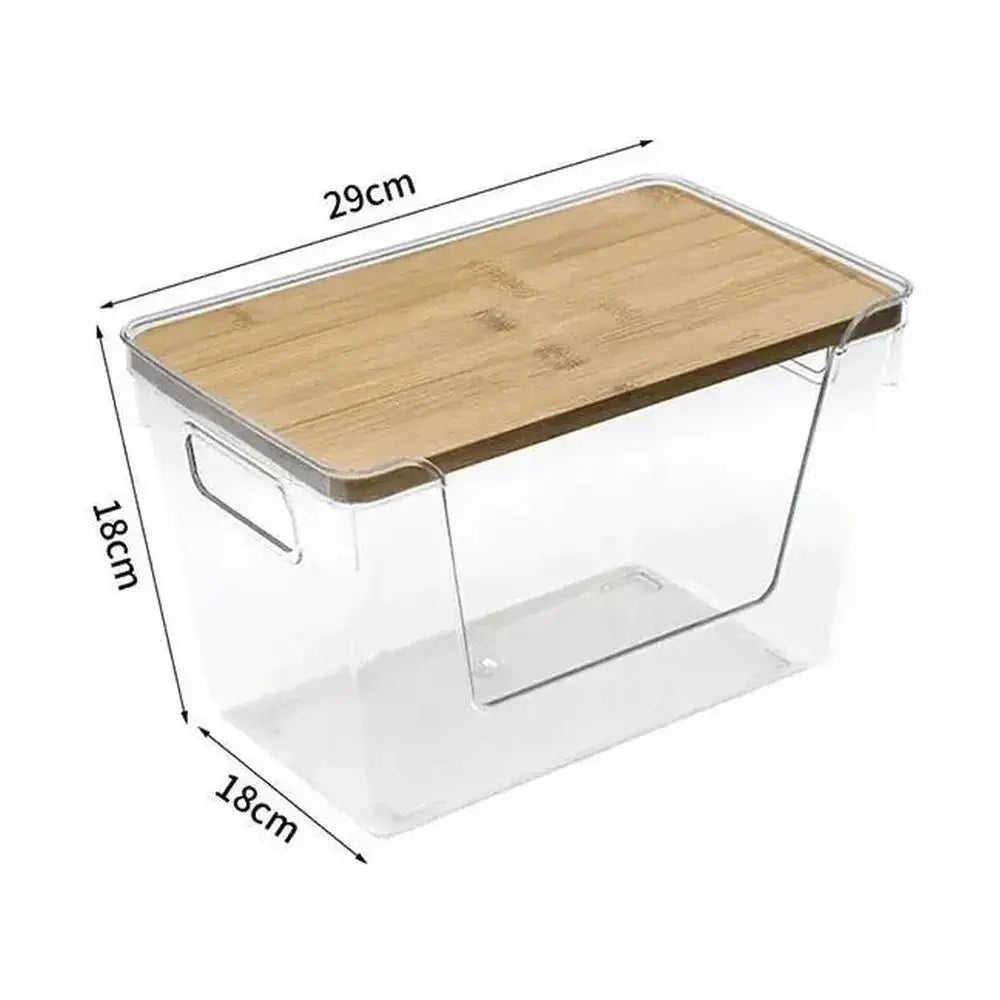 Stackable Pantry Organizer Bins Clear PET Bamboo Lid – image 15