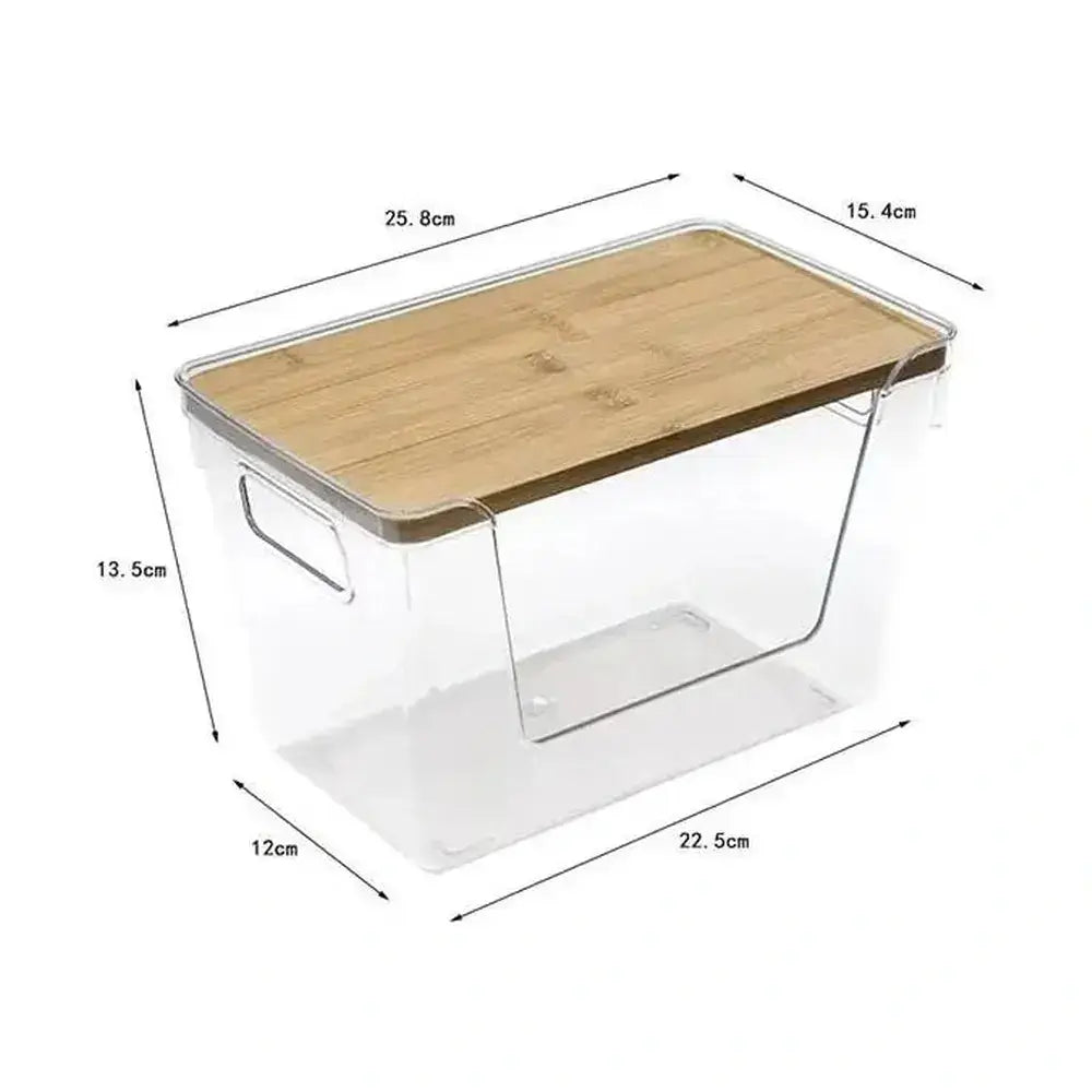 Stackable Pantry Organizer Bins Clear PET Bamboo Lid – image 16