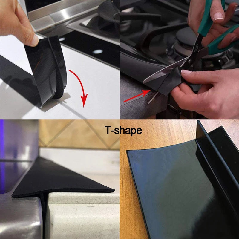 Silicone Stove Counter Gap Cover – T-Shape Heat-Resistant Slit Filler for Kitchen – Kitchen Accessory