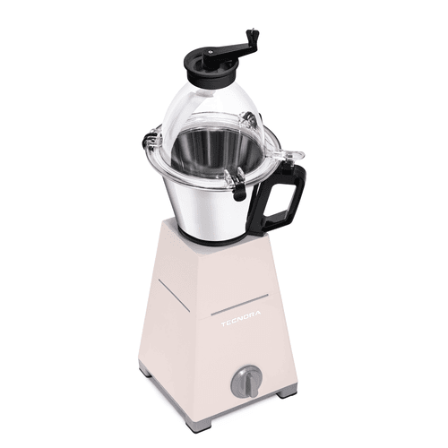 Taupe high-torque blender and smoothie maker with dual jars for smoothies and dry grinding.