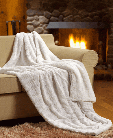 Faux Fur Sherpa Throw Blanket – White Ivory, 3 Sizes