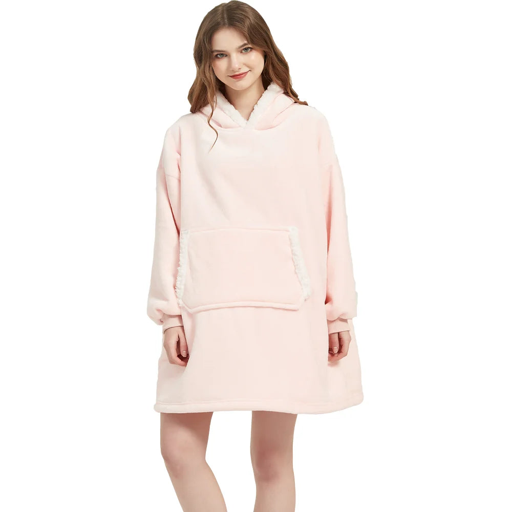 Wearable Blanket Hoodie – Ultra Plush Sherpa Fleece with Sleeves & Hood – Blankets & Throws