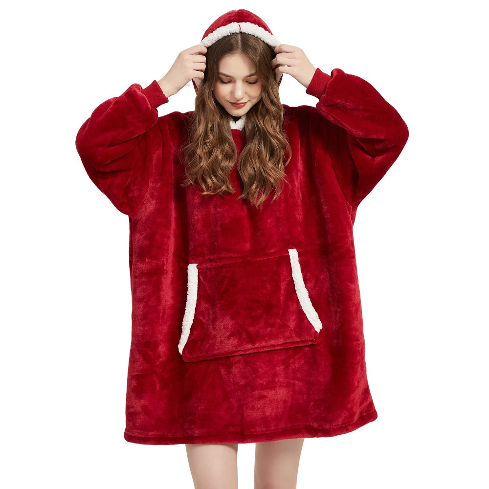 Wearable Blanket Hoodie – Ultra Plush Sherpa Fleece with Sleeves & Hood – Blankets & Throws