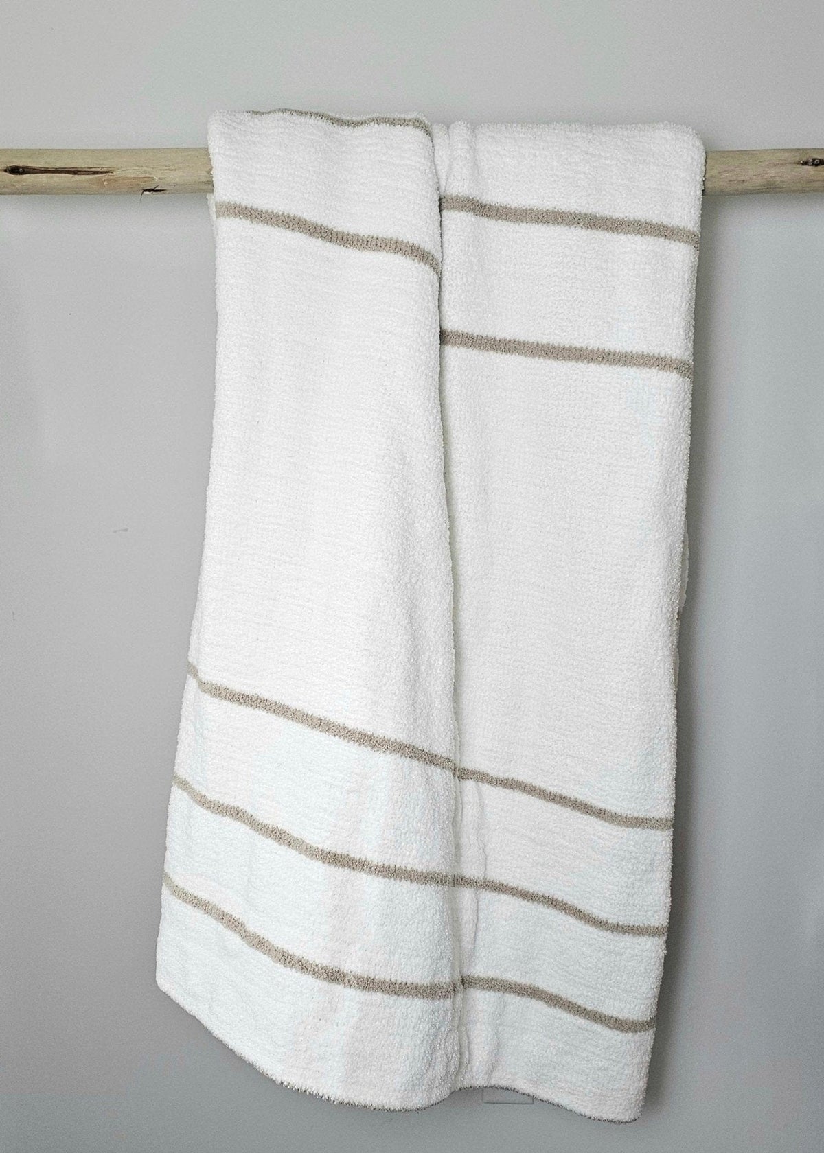 Ultra-Plush Oversized Throw Blanket, 75 x 52 in – Grey Stripe