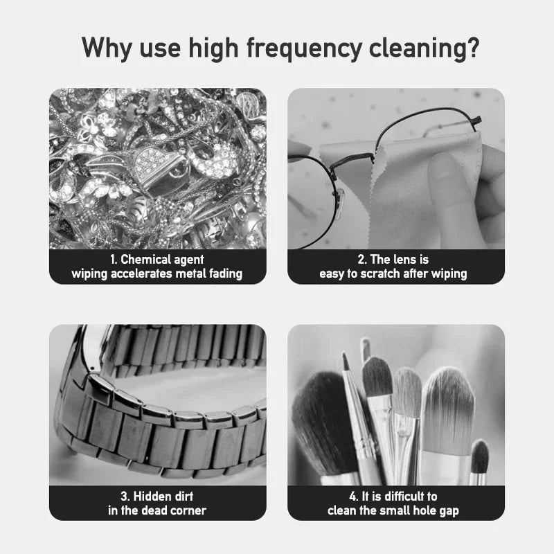 Mini Ultrasonic Cleaning Machine for Jewelry, Glasses & Watches (Battery Not Included) – Tools & Equipment