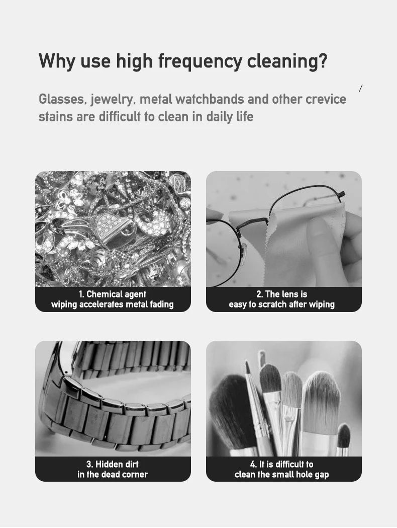 Mini Ultrasonic Cleaning Machine for Jewelry, Glasses & Watches (Battery Not Included) – Tools & Equipment