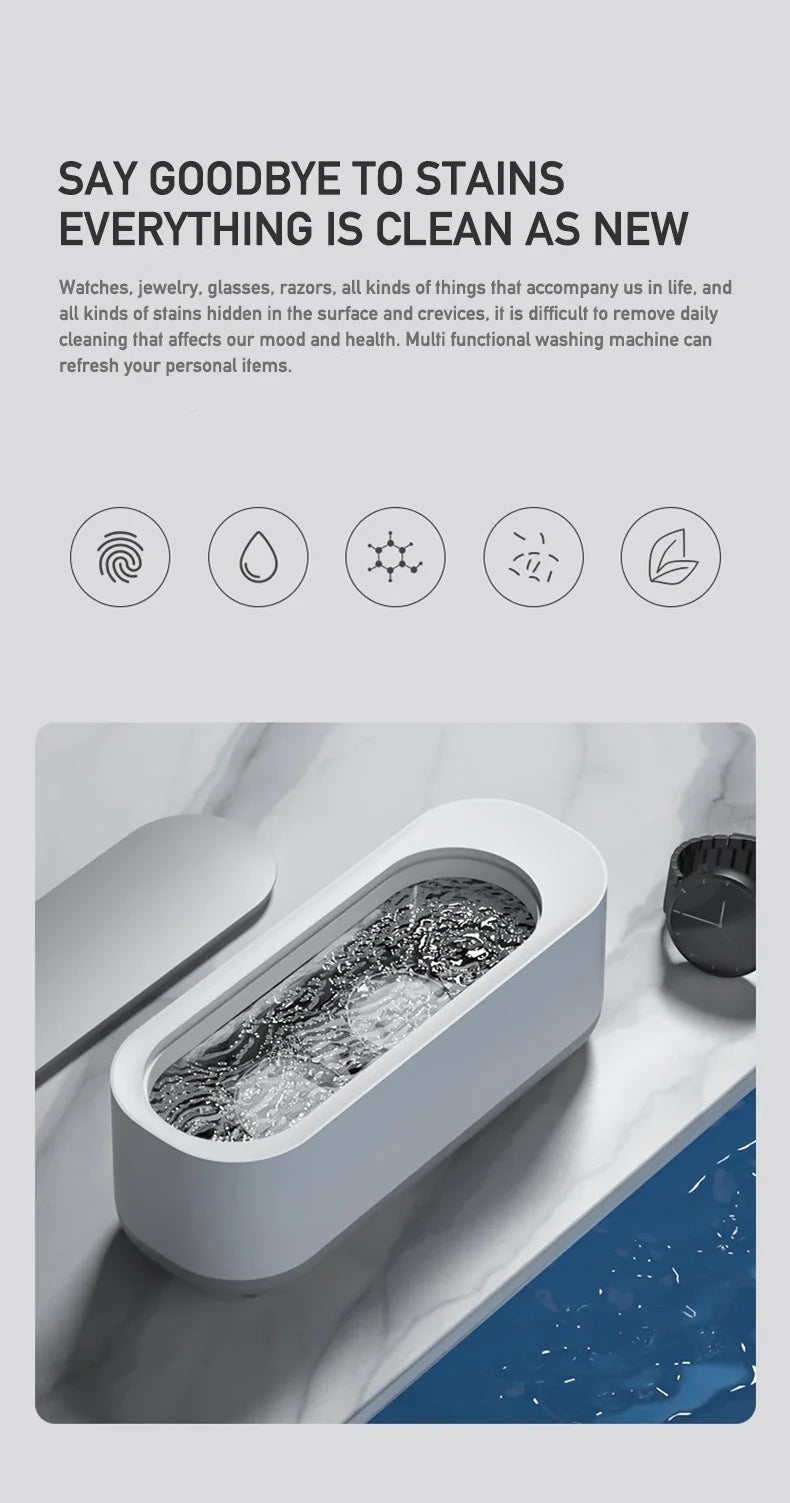 Mini Ultrasonic Cleaning Machine for Jewelry, Glasses & Watches (Battery Not Included) – Tools & Equipment